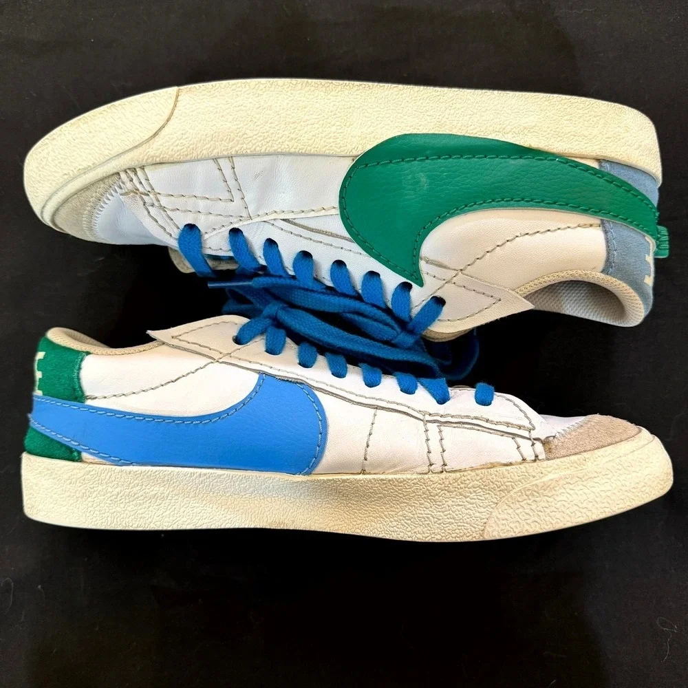 Nike Blazer Low '77 Jumbo Men's 8.5 Women's 10 White Blue Green DQ1470-100 - Picture 9 of 9
